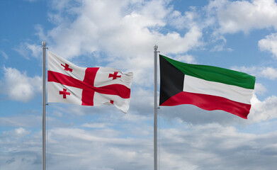 Kuwait and Georgia flags, country relationship concept