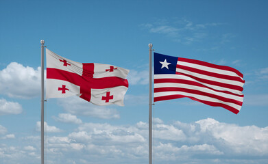 Liberia and Georgia flags, country relationship concept