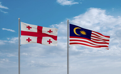 Malaysia and Georgia flags, country relationship concept