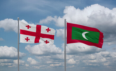Maldives and Georgia flags, country relationship concept