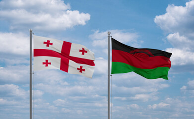 Malawi and Georgia flags, country relationship concept