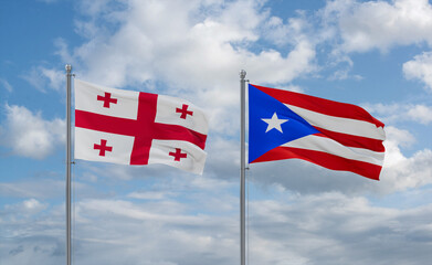 Puerto Rico and Georgia flags, country relationship concept
