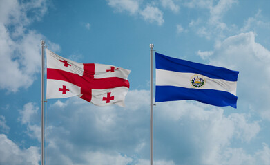 Salvador and Georgia flags, country relationship concept