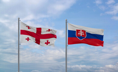 Slovakia and Georgia flags, country relationship concept