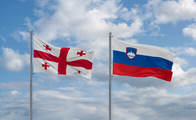 Slovenia and Georgia flags, country relationship concept