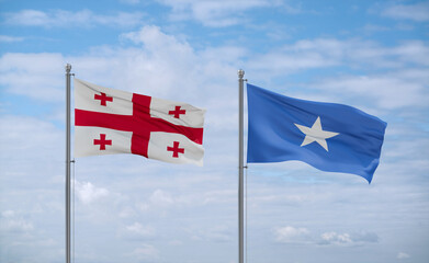 Somalia and Georgia flags, country relationship concept