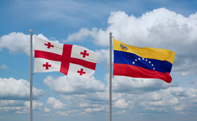 Venezuela and Georgia flags, country relationship concept