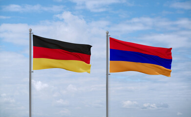 Armenia and Germany flags, country relationship concept