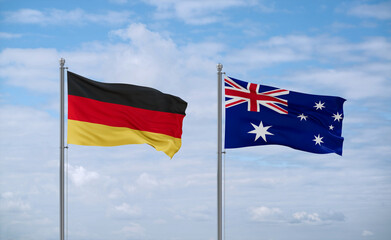 Australia and Germany flags, country relationship concept