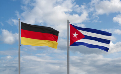 Cuba and Germany flags, country relationship concept
