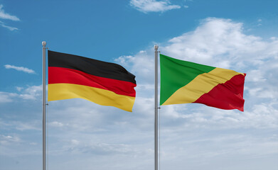 Congo and Germany flags, country relationship concept