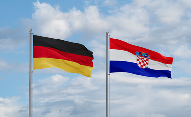 Croatia and Germany flags, country relationship concept