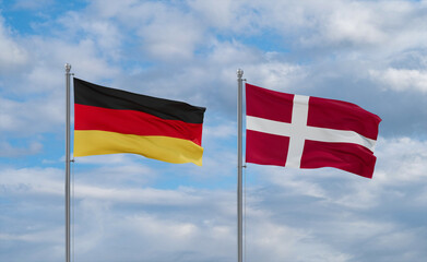 Denmark and Germany flags, country relationship concept
