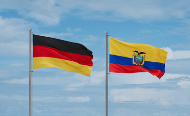 Ecuador and Germany flags, country relationship concept