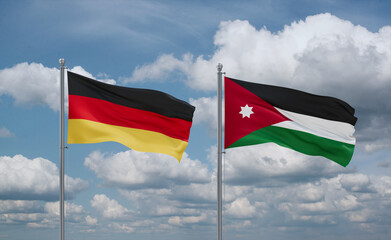 Jordan and Germany flags, country relationship concept