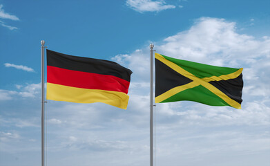 Jamaica and Germany flags, country relationship concept