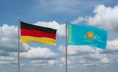 Kazakhstan and Germany flags, country relationship concept