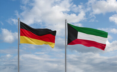 Kuwait and Germany flags, country relationship concept