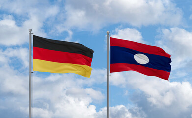 Laos and Germany flags, country relationship concept