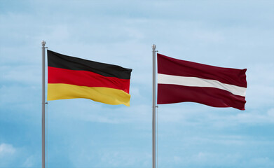 Latvia and Germany flags, country relationship concept