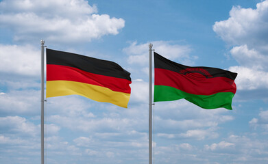 Malawi and Germany flags, country relationship concept