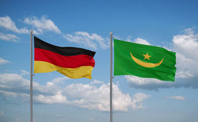 Mauritania and Germany flags, country relationship concept