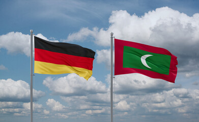 Maldives and Germany flags, country relationship concept