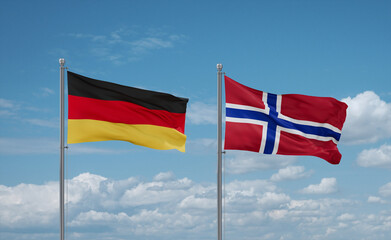 Norway and Germany flags, country relationship concept