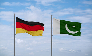Pakistan and Germany flags, country relationship concept
