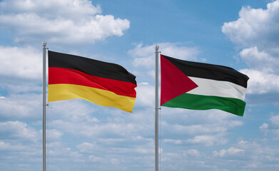 Palestine and Germany flags, country relationship concept
