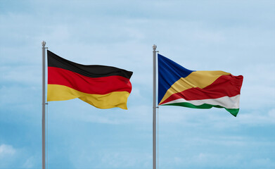 Seychelles and Germany flags, country relationship concept