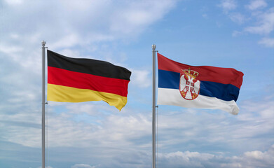 Serbia and Germany flags, country relationship concept