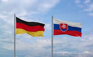 Slovakia and Germany flags, country relationship concept