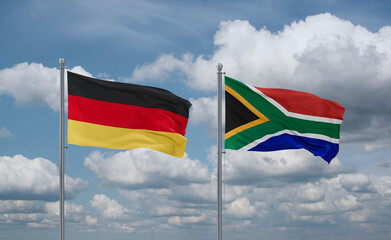 South Africa and Germany flags, country relationship concept