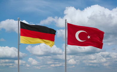 Turkey and Germany flags, country relationship concept