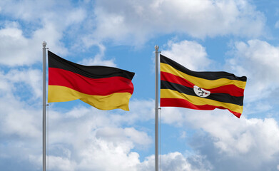 Uganda and Germany flags, country relationship concept