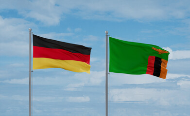 Zambia and Germany flags, country relationship concept