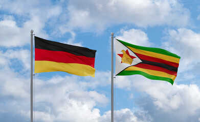 Zimbabwe and Germany flags, country relationship concept