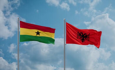 Ghana and Albania national flags, country relationship concept