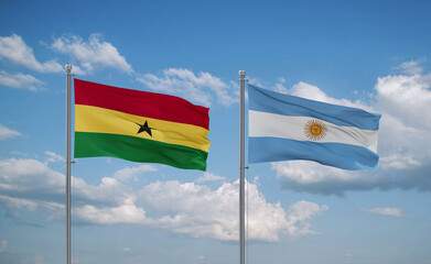 Argentina and Ghana flags, country relationship concept