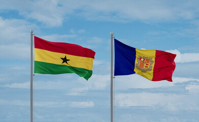 Ghana and Andorra national flags, country relationship concept