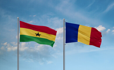Chad and Ghana flags, country relationship concept