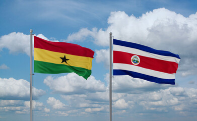 Costa Rico and Ghana flags, country relationship concept