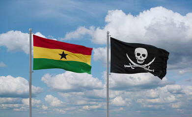 Pirate and Ghana flags, country relationship concept