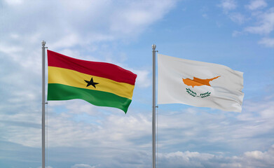Cyprus and Ghana flags, country relationship concept