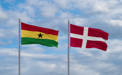 Denmark and Ghana flags, country relationship concept