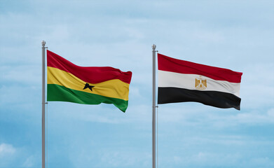 Egypt and Ghana flags, country relationship concept