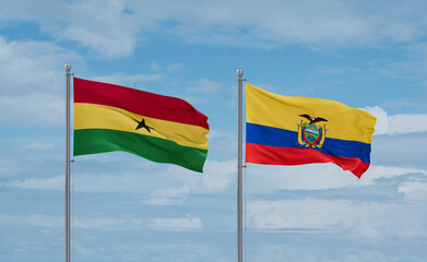Ecuador and Ghana flags, country relationship concept