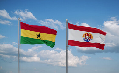 Ghana and French Polynesia flags, country relationship concept