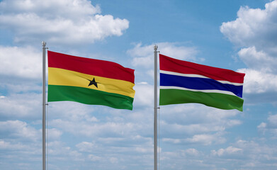 Gambia and Ghana flags, country relationship concept